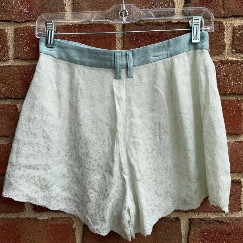 Free People Claudia Tap Satin Jacquard Shorts Waterlily blue size 2 NWOT